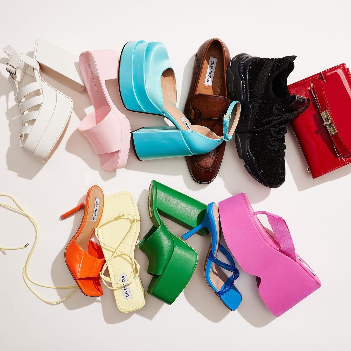 Colourful footwear still life without branding